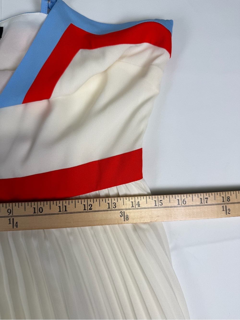 Banana Republic White Pleated Summer Midi Dress with Red & Light Blue Trim-4 - Picture 15 of 16